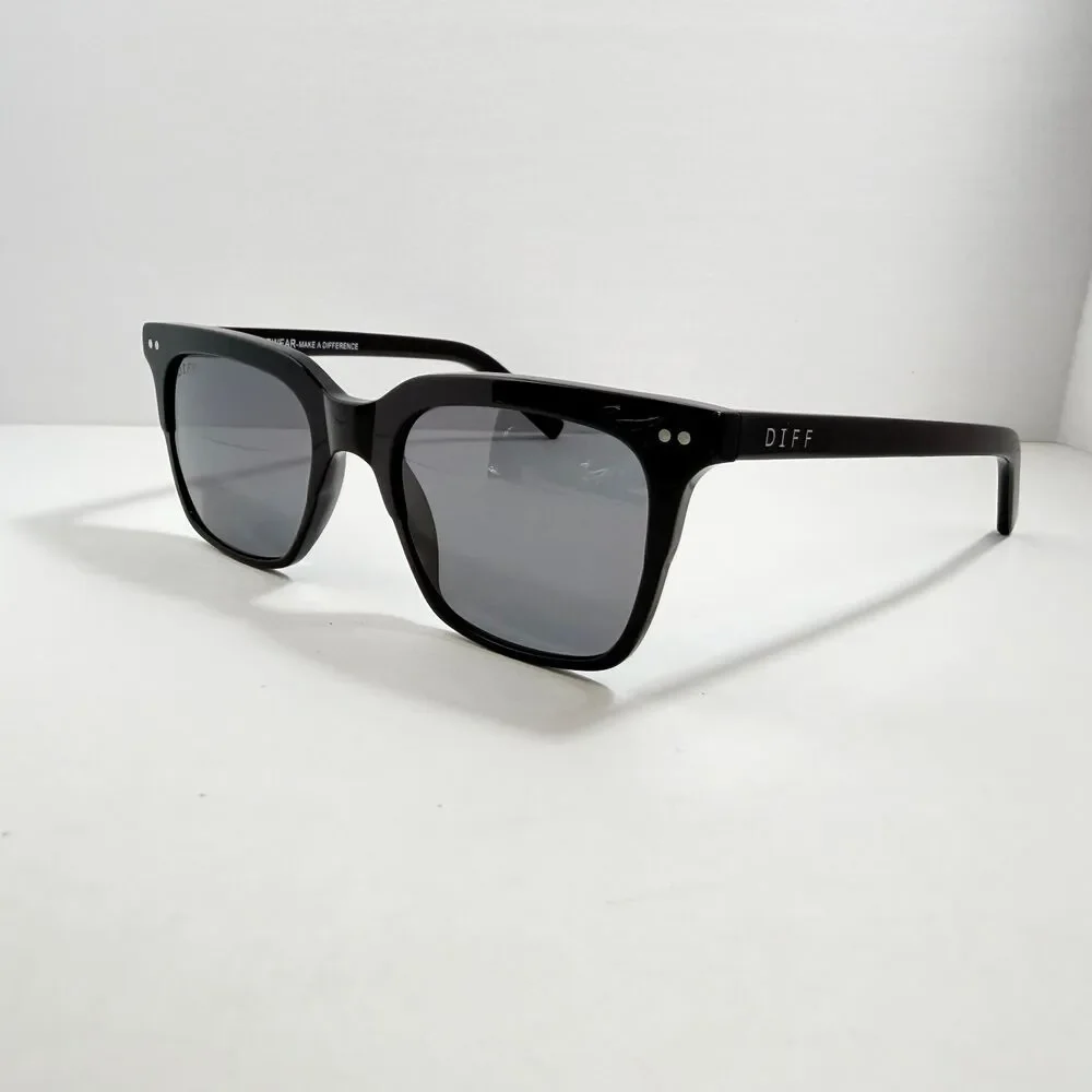 DIFF EYEWEAR Billie BK-GR143P Sunglasses Women's Black Square Polarized UV Grey